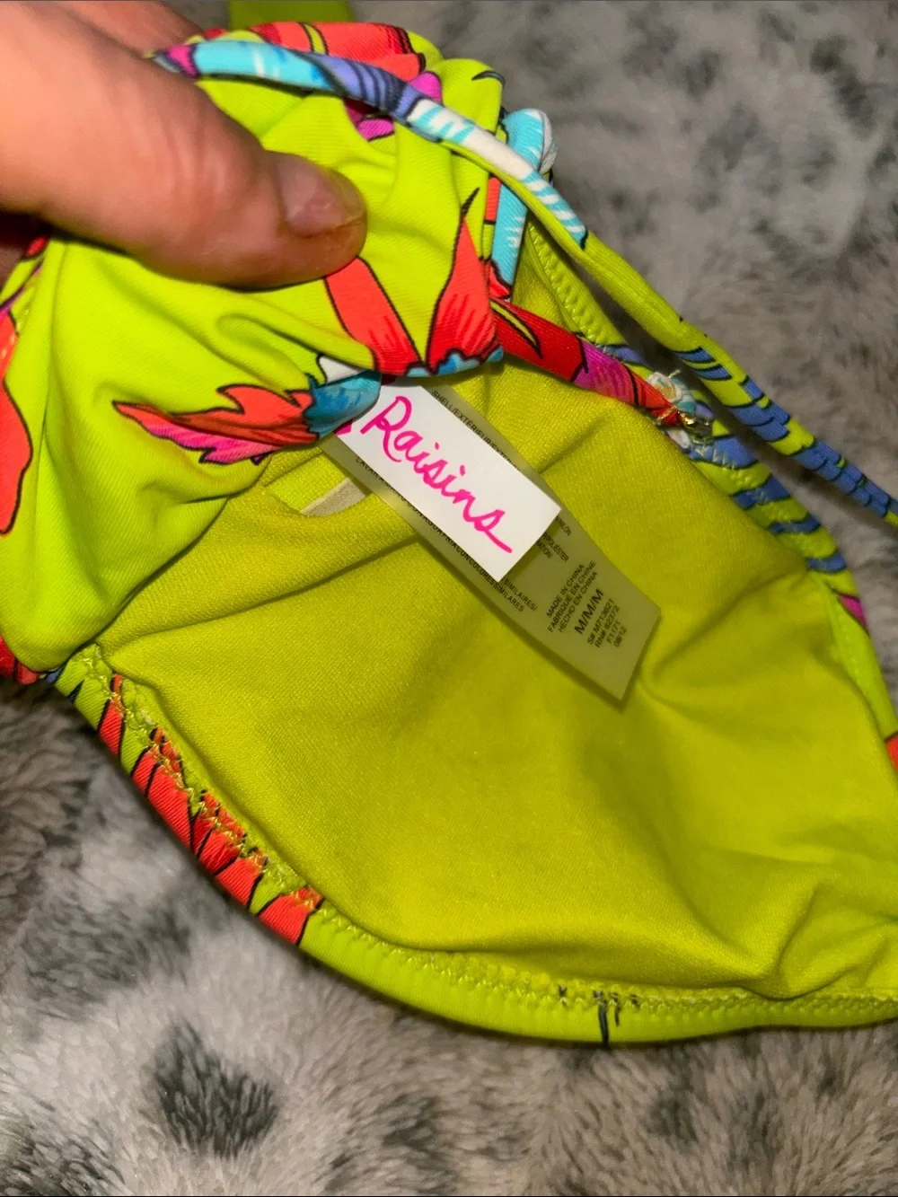 Raisins Neon‎ Lime Floral & Leopard Accent Bikini Bottom